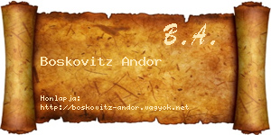 Boskovitz Andor névjegykártya